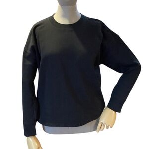 Banana Republic Black Crewneck Sweatshirt Size Medium Petite Cotton Blend